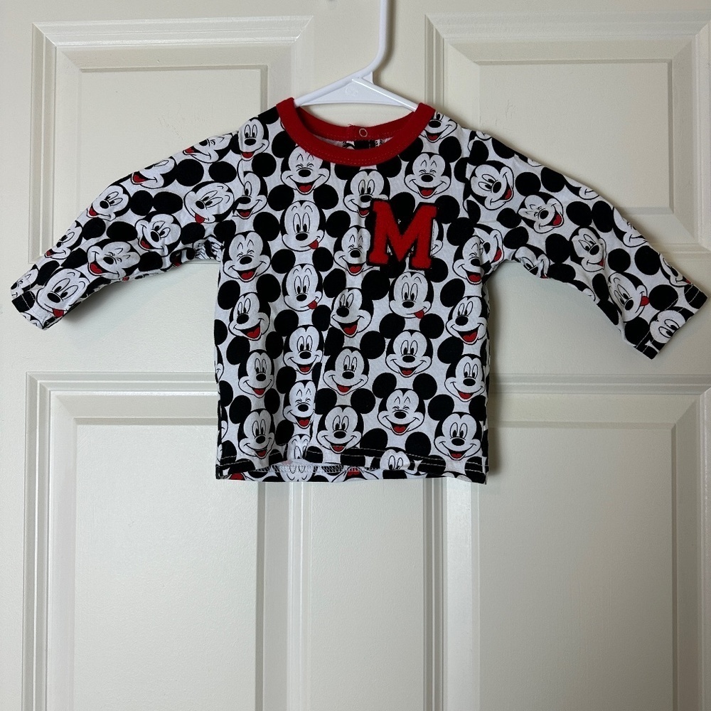 Disney Baby Mickey Mouse Kidcore 90s Y2K Long Sleeve Top Baby Size 6-9 Month